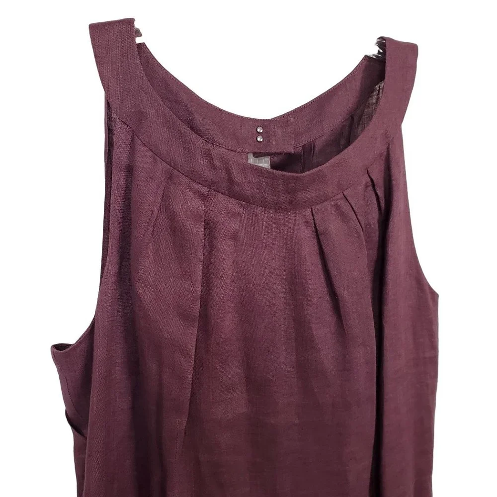 Ann Taylor Loft Size 8 Dress Linen Layered Sleeveless Lined Sheath Knee Purple - Picture 4 of 8
